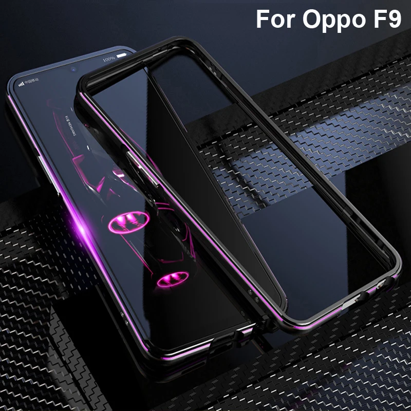 

Luxury Original Brand Aluminum Metal Bumper For Oppo F9 Metal Cases Cover Column Shape Frame 6.3'' For Oppo F 9 OppoF9 Shell