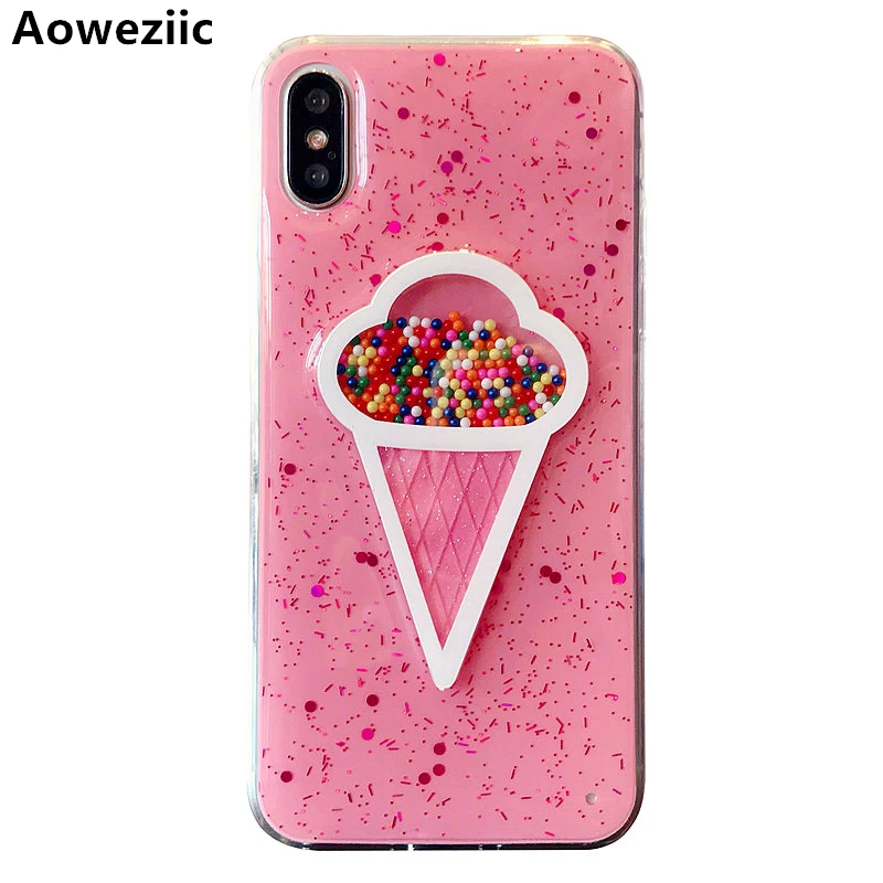 

Aoweziic South Korea female ice cream For iPhone6s mobile phone shell X XS MAX XR silica powder whole package anti fall 7 8plus
