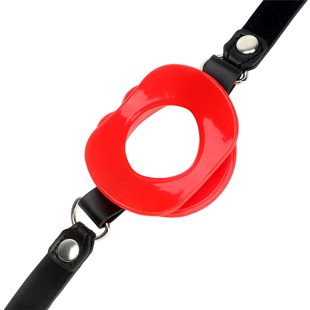 Sex Toys IKOKY Sex Toys For Couples SM Bondage Open Mouth Gag O Ring Oral Fixation Rubber Lips Adult Product Fetish Restraints Leather