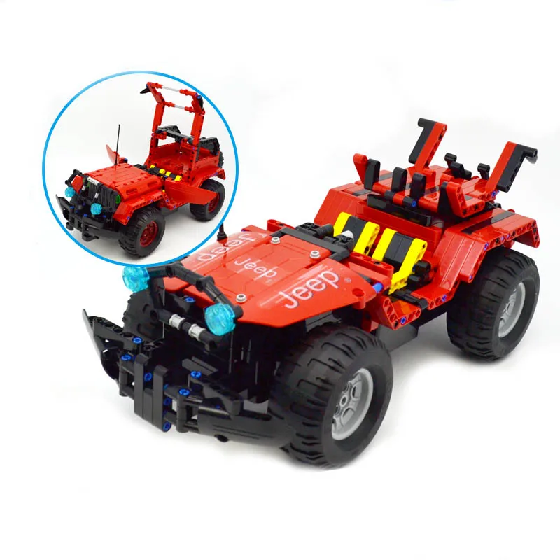 

531pcs Building Block Toys Jeep Wrangler Remote control Car Assembled Blocks Toys Gift 2 IN 1 Building Blocks Red Car Model