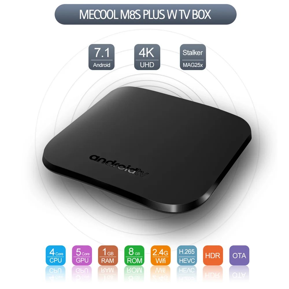 Mecool M8S плюс W Android 7 1 Amlogic 4 ядра ГБ + 8 ТВ BOX Smart мини Media Player 2.4g wifi К USB 2 0 Mini PC Декодер