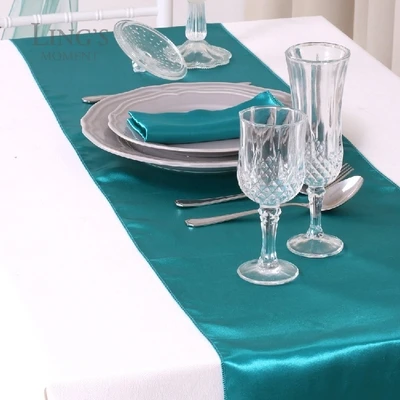 Бирюзовый цвет свадебный стол бегун атласная отделка Настольная дорожка для современных вечерние дома отель украшение для банкета