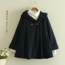 Новинка, осенне-зимнее женское пальто, свободное шерстяное пальто, студенческий плащ, пальто с капюшоном, красный кахаки, высокое качество, женская зимняя одежда