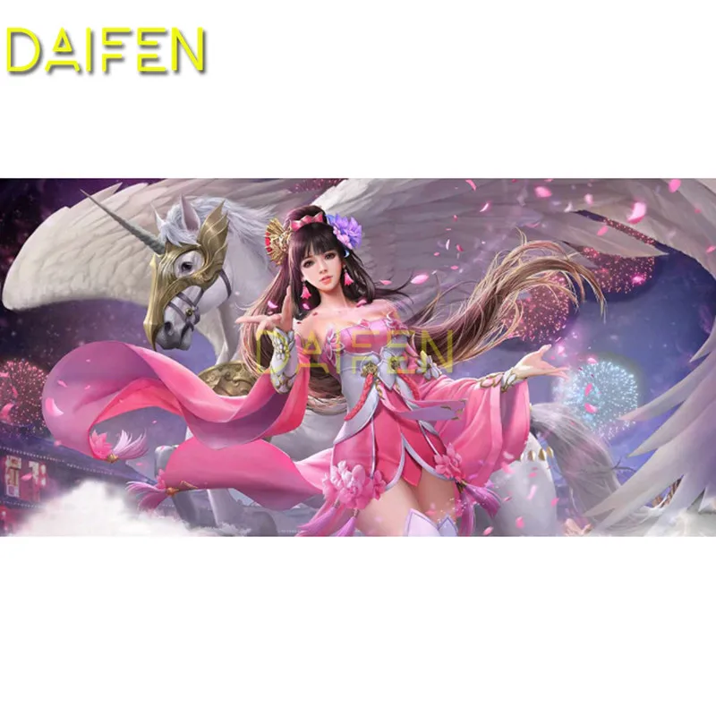 

DIY 3D Diamond mosaic Full Round Diamond painting Cross stitch Full Square Diamond embroidery pink girl with unicorn horse