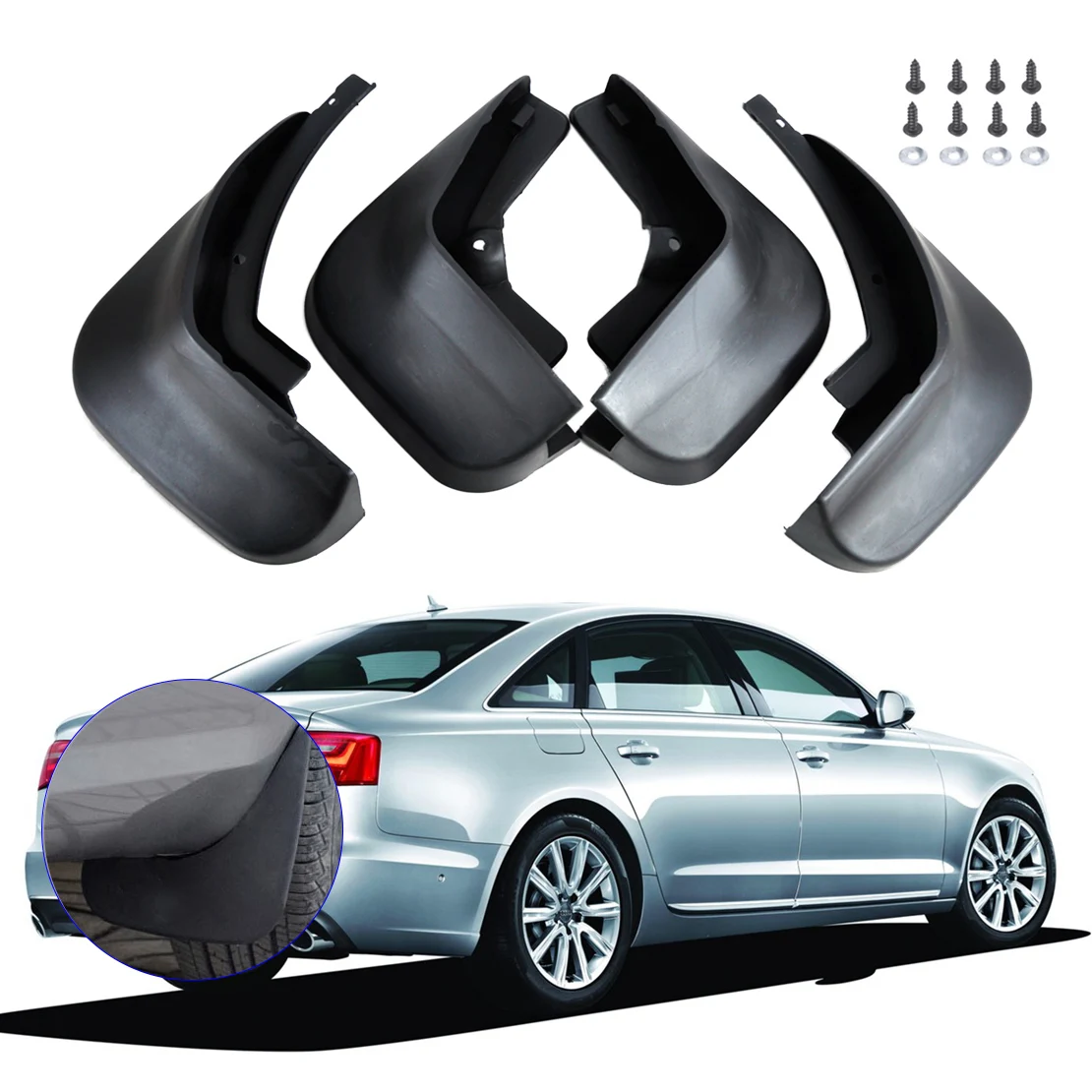 DWCX 4pcs Mud Flaps Flap Splash Guards Mudguard Including Screws for font b Audi b font
