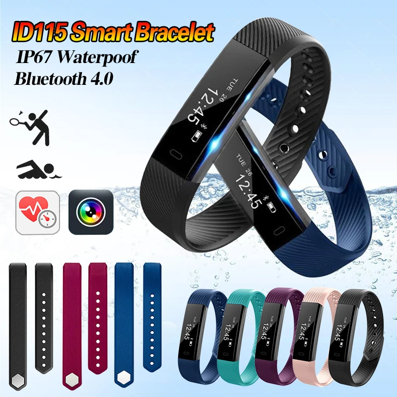Smart ID115 Bracelet Bluetooth Armband Stappenteller Fitness Tracker For Iphone Android Telefoon Digital Running Sport Pedometer