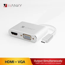 Best Price iVanky 4K@30Hz Type C to HDMI & VGA Adapter for Macbook pro 1080P USB C to HDMI Adapter for Samsung S9,Laptop,Projector,Monitor