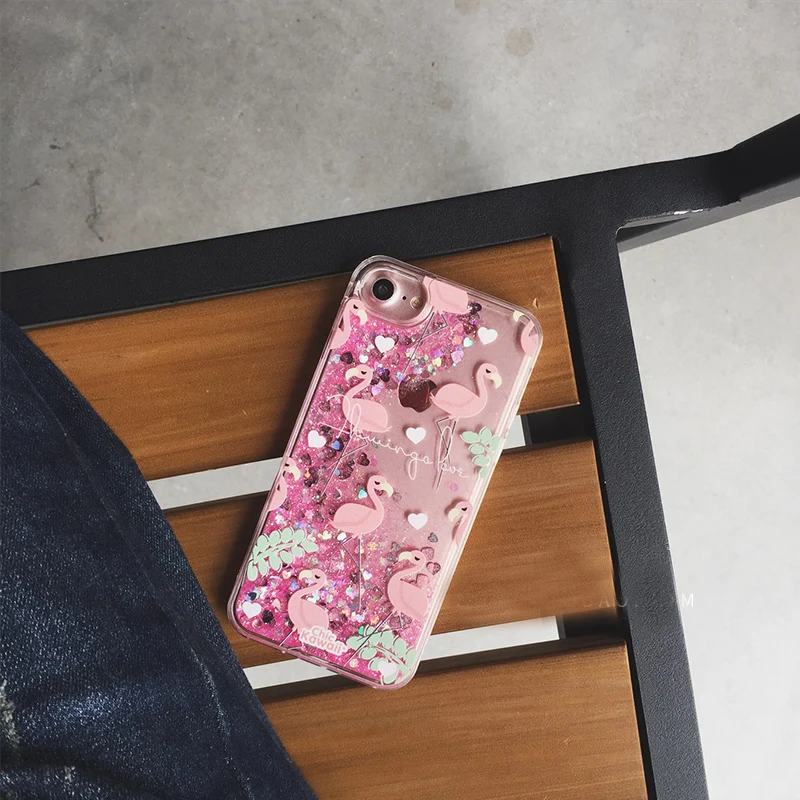 

Flamingo Glitter Stars Shine Dynamic Liquid Quicksand Soft TPU Phone Cartoon Case For iPhone 6 6S 7Plus Back Cover Capa Fundas