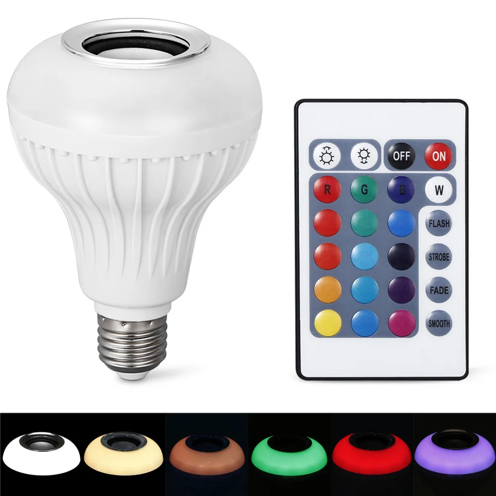 Умная лампа E27 LED RGB света Беспроводной музыка светодиодные лампы bluetooth Цвет Изменение лампы приложение Управление смартфонов IOS и Android