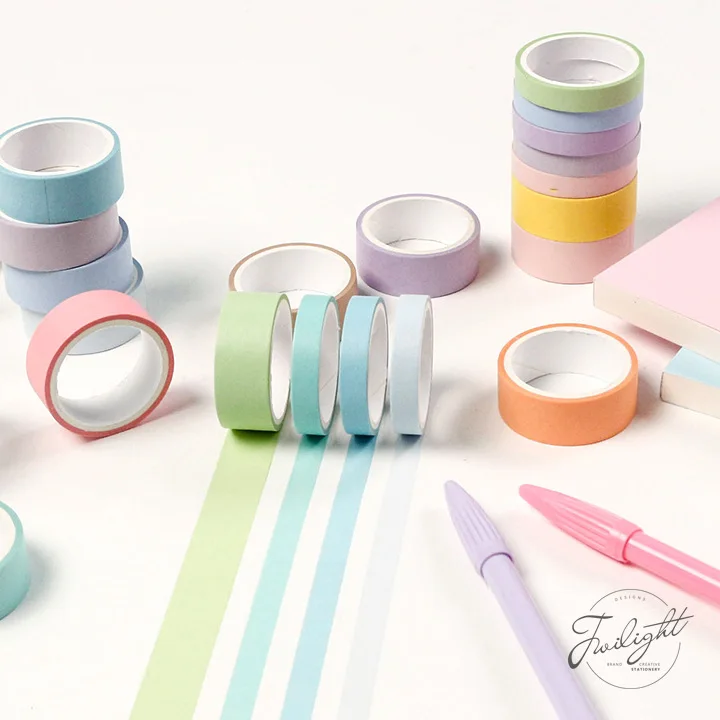 

12Pcs/lot Rainbow Solid Color Decorative Adhesive Tape Masking Washi Tape set Decoration Diary School Office Supplies Stationery