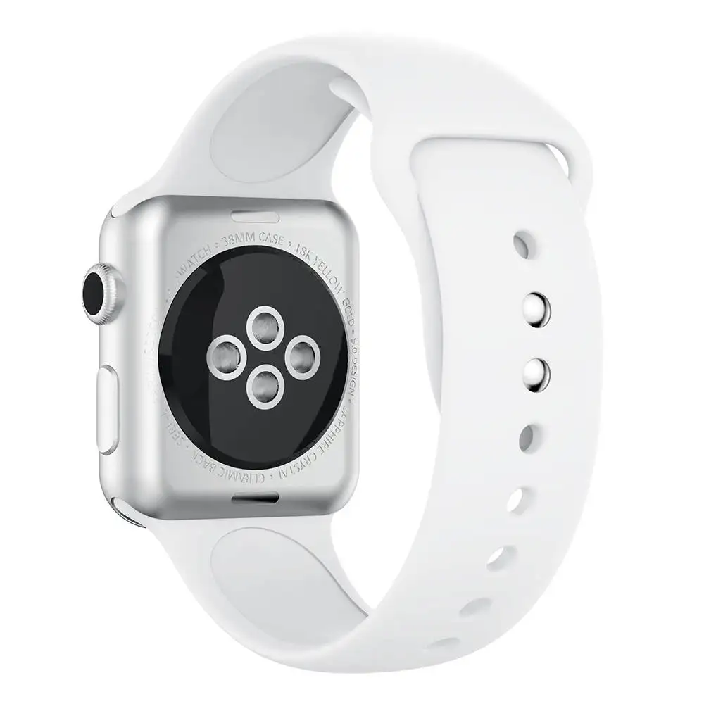Мягкий силиконовый замена спортивный ремешок для наручных часов для Apple watch серии 1/2/3/5, 42 мм, 38 мм, браслет на запястье, ремешок для наручных часов iWatch, 4 40 мм 44 мм - Цвет ремешка: White