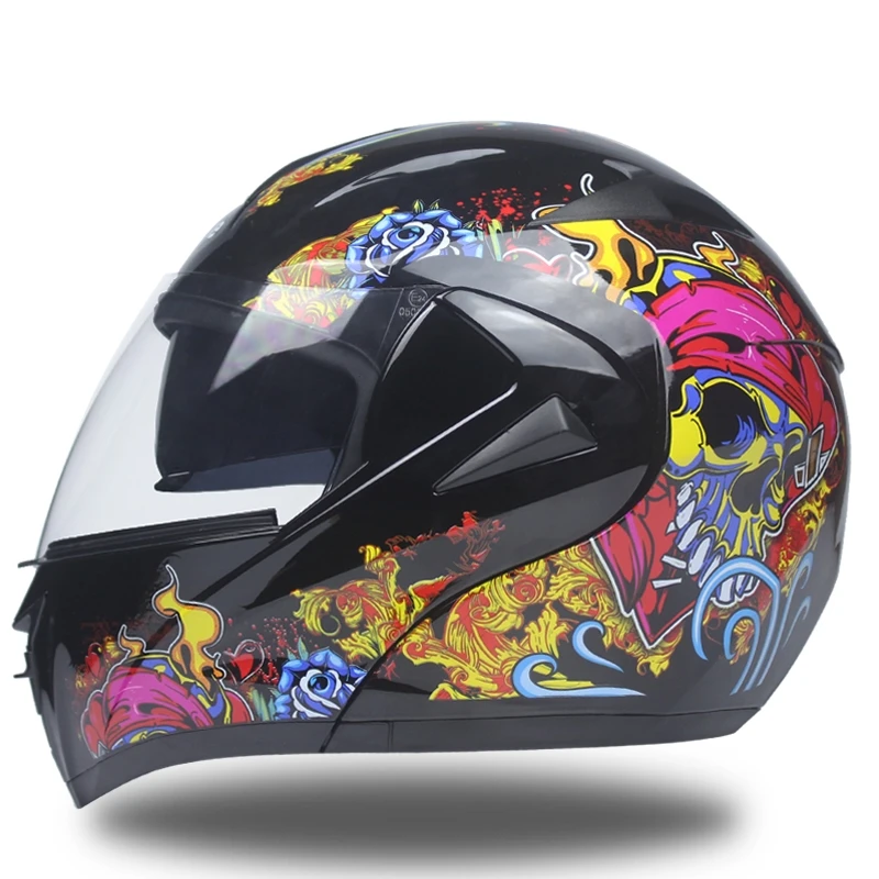 Высокое качество Новая мода флип-ап мотоциклетный шлем двойной козырек система полный шлем подходит для мужчин женщин s m l xl - Цвет: a10