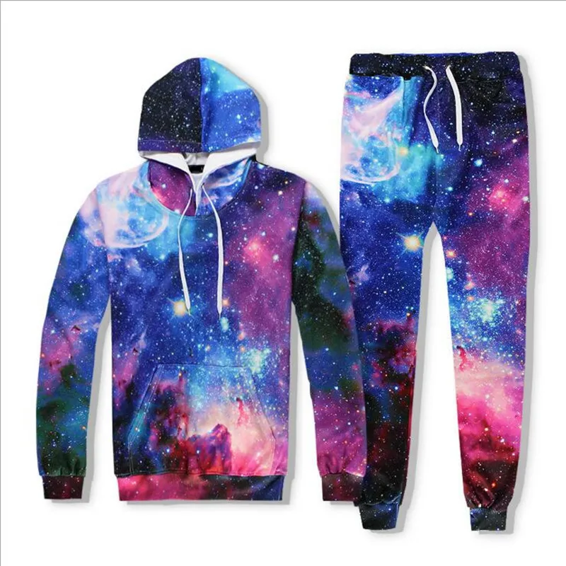

New Fashion 3D Printed Space Galaxy Tracksuit Sets Harajuku Men Women Suits Set Sweatshirt Hooded Pants