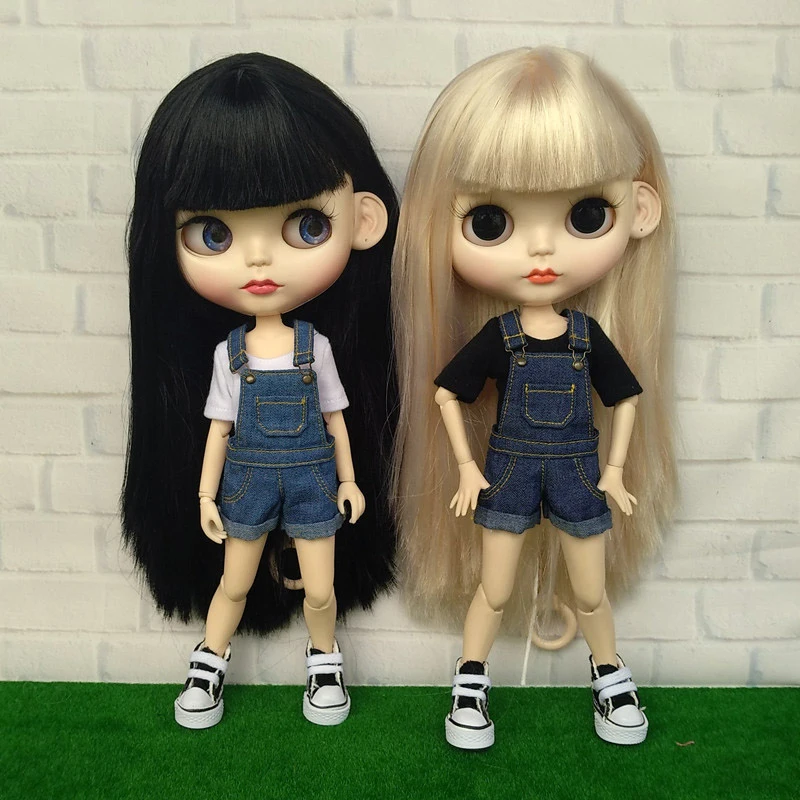 

1PCS Blyth Doll Outfits T-shirts Overall Bib Pants Clothes for Barbies, 1/6 BJD, Momoko, Azone, OB27 Doll Accessories