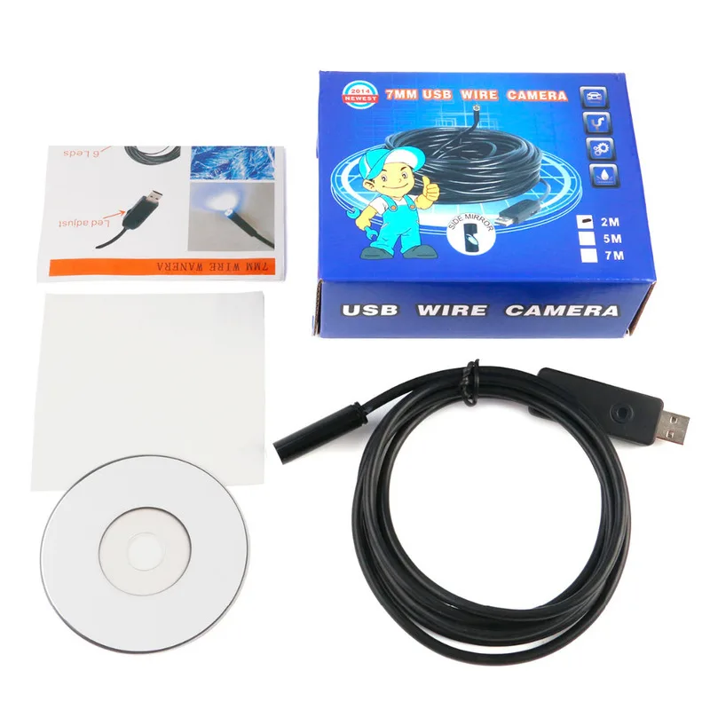 

Mini Endoscope Inspection Industry Camera IP67 Waterproof USB Endoscope 1/9 CMOS 6 LEDs 7mm Lens Borescope Tube Camera with p2p