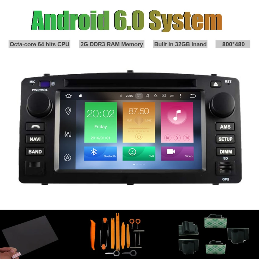Android 6 0 Octa core CAR DVD PLAYER for TOYOTA COROLLA 2004 2007 WIFI 2G RAM