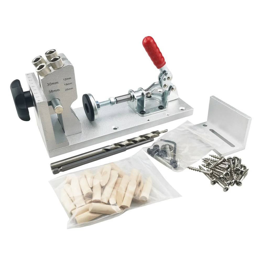 

Professional Aluminum Alloy Oblique Hole Drilling Locator Wood Pin Puncher Woodworking Manual Fixture Tool