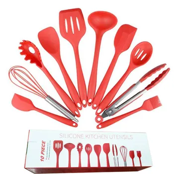 

10pcs Kitchen Tools Set Silicone Cooking Utensils Set Spoon Spatula Ladle Egg Beaters Utensils Dinnerware Set