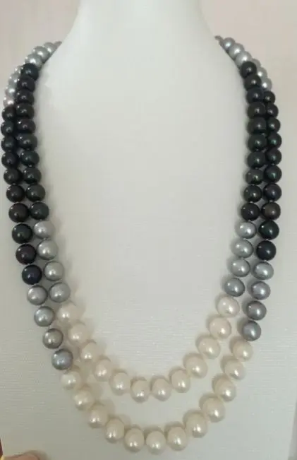 

single 9-10mm south sea round multicolor pearl necklace 45inch 14//k