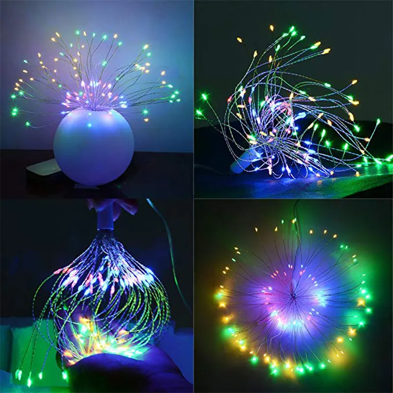 Solar Powered Hanging Starburst String Light Two styles 200 Leds DIY Copper/Silver Wire Fairy Christmas Decoration Twinkle Lamp