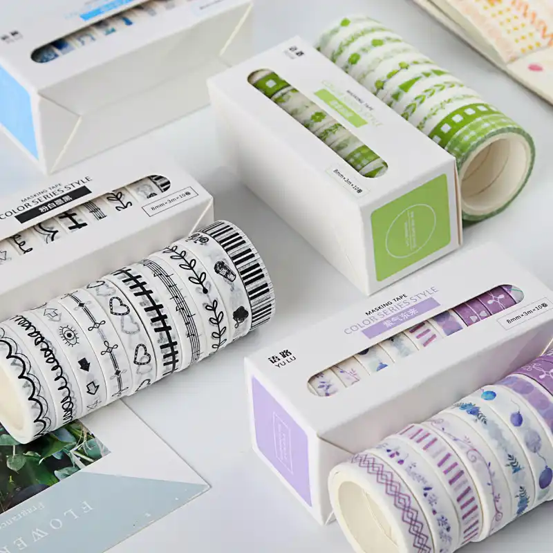 10PCS Colorful Washi Tape Solid Masking Paper Sticker DIY Label Stationery