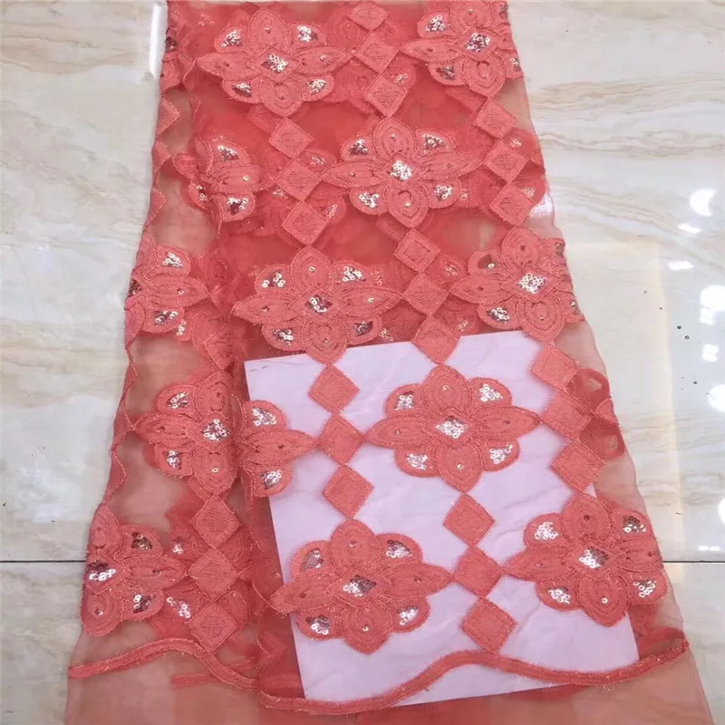 

Elegant High Quality White Sequins Nigerian Wedding Lace Fabrics Coral 2019 African Net Lace Fabric Sequins French Tulle Lace