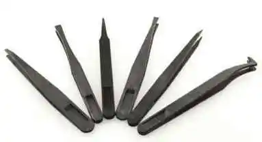 

6 pcs Best Selling All Purpose Precision Tweezers Set Black Anti Static Plastic Tool Kit
