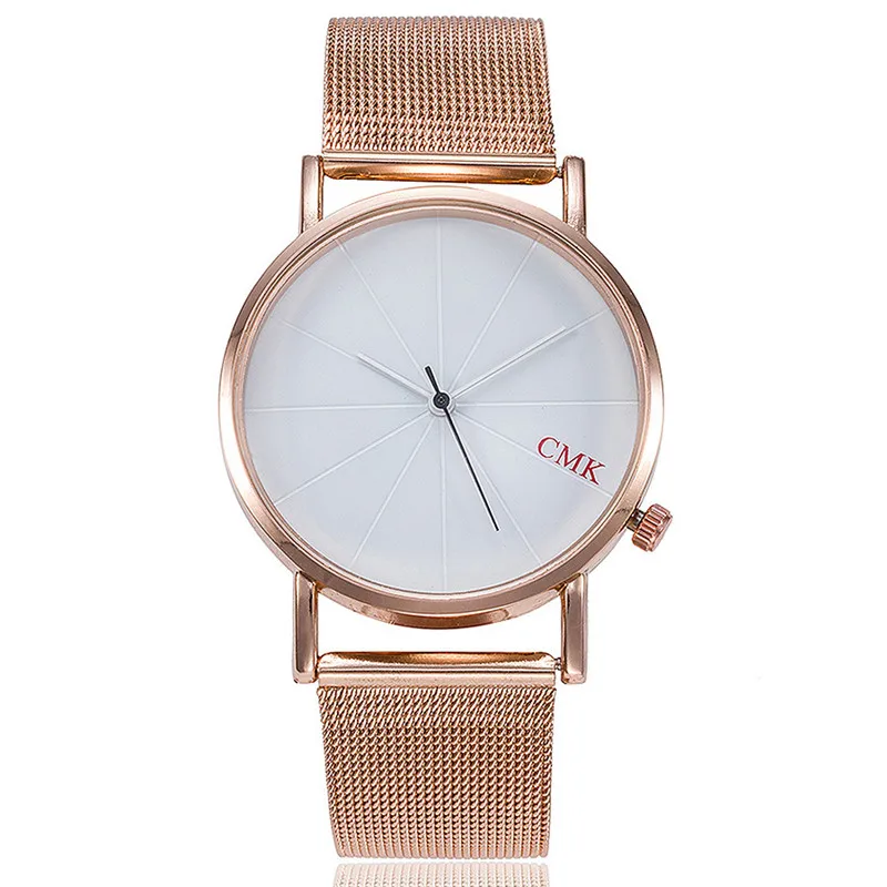 

New Women Watch Stainless Steel Mesh Band Analog Quartz Wrist Watch Casual Simple Style Ladies Bracelet Dress Watches Rose Gold