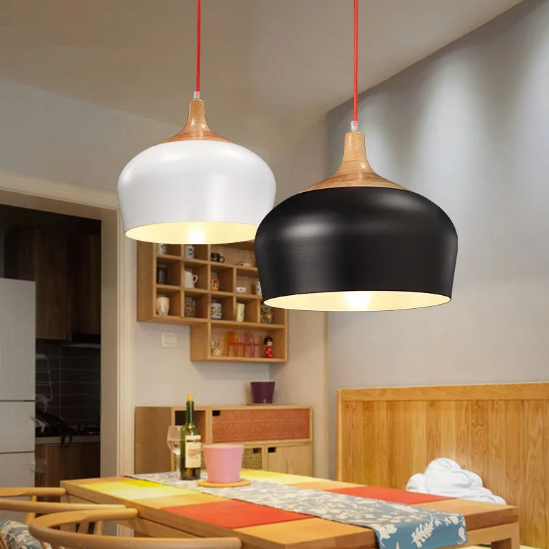

Nordic restaurant hanglamp simple modern personality creative wood art circular bar cafe real wood bedroom small pendant lights