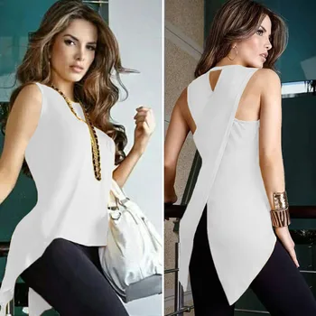 

1 Pcs Women Sleeveless Tees Round Collar Solid Color T-shirt Fashion Casual Top for Summer DO99