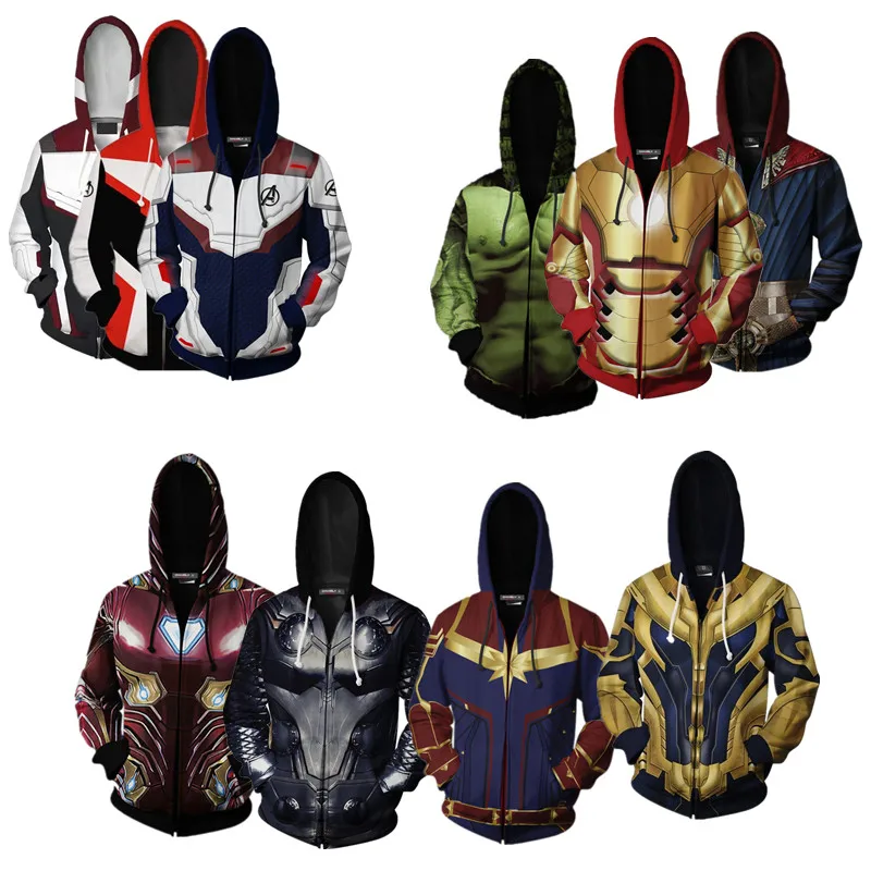 Hoodie Cosplay Avengers Endgame Quantum Realm Sweatshirt Jacket Advanced Tech Costumes Avengers End Game Hood Superhero Hoodies