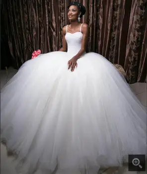 

Luxury 2016 New Sexy Sweetheat Straps White Beaded Tulle Ball Gown Wedding Dress Bridal Gowns vestido de noiva robe de mariage