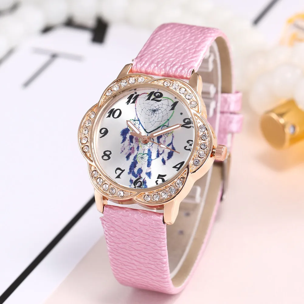 

Women Watch Bracelets Vintage Retro Women Sports Flower Ladies Leather Quartz Dress WristWatch relogio feminino Gift &Ff