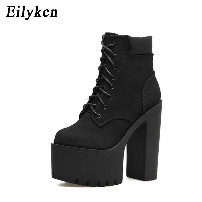 

Eilyken 2019 Autumn Winter Boots Women Shoes Ankle Boots High Heels 15CM Platform Riding, Equestrian Boots