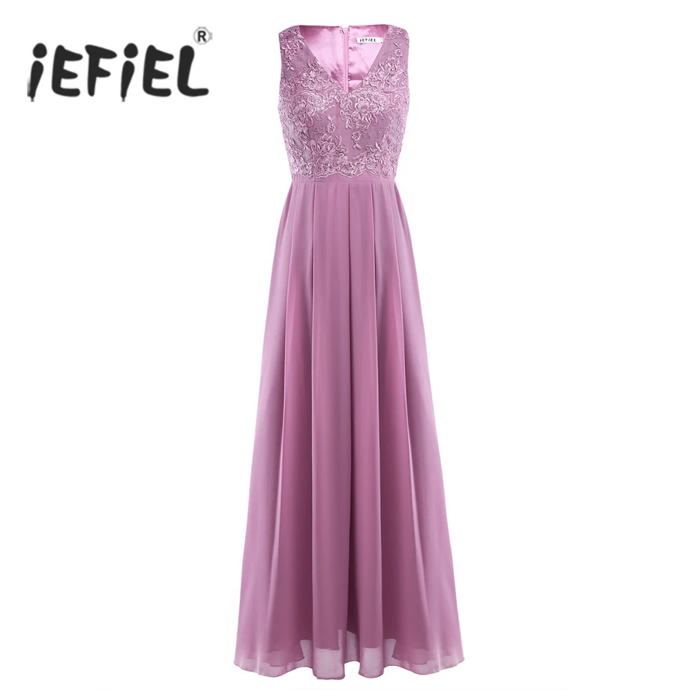 

iEFiEL Women Ladies Embroidered Sleeveless Summer Tutu Long Party Dress Evening Formal Communion Prom Gown Dress for Vestidos