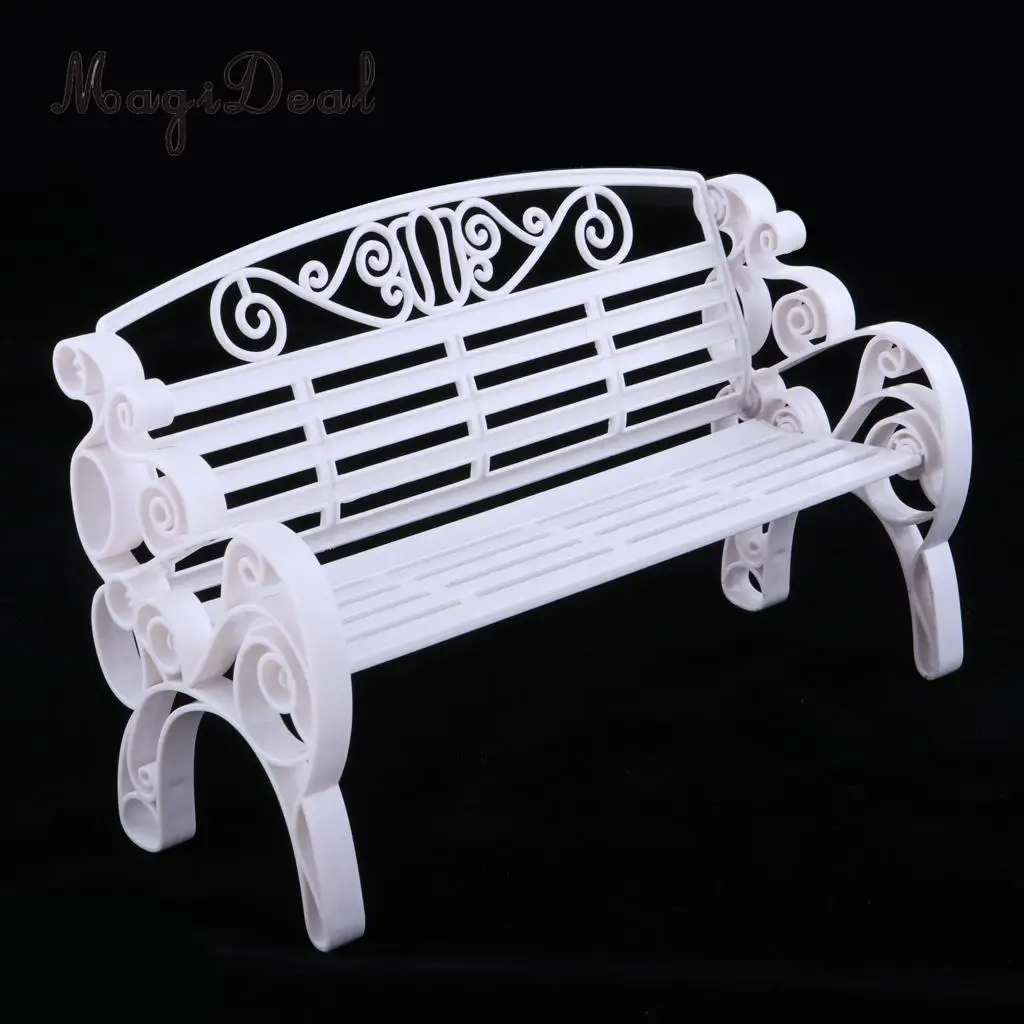 Pink 1/6 Scale Dollhouse Miniature Park Bench for Dolls House Garden Yard Furniture Decor Dolls Acc Model Toy