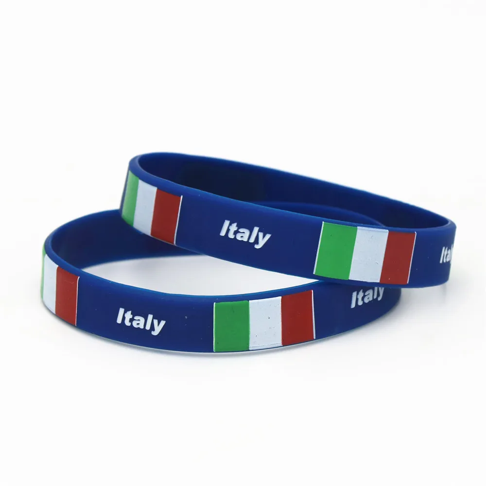 1PC Italy National Flag Silicone Wristband Blue Football Sports
