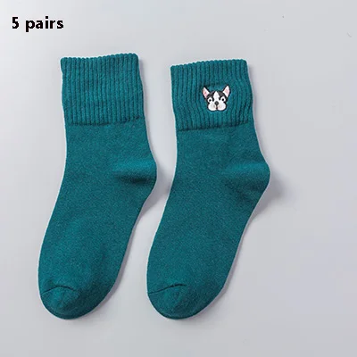 5 пар Женские носки Harajuku забавные носки с принтом уличная одежда Calcetines Mujer popsocken женские - Цвет: green