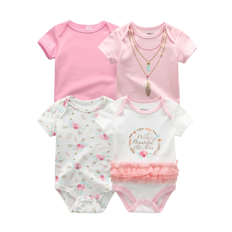 

4PCS/Lot Unicorn Bodysuits Girl Dress Baby Boy Clothes Unisex Cotton Baby Girl Clothes Short Sleeve Girls Clothing Ropa bebe
