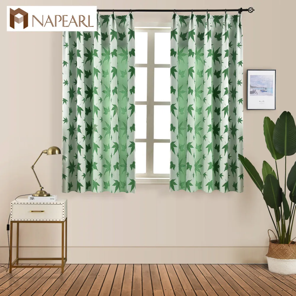 Napearl Ready Made Short Curtains Maple Jacquard Drapes For