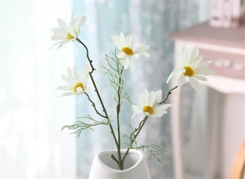 Flone Artificial Small Daisy Fake Plant Silk Flower Bouquet Wedding Home Party Flower Arrangement Decoration Supplies (11)