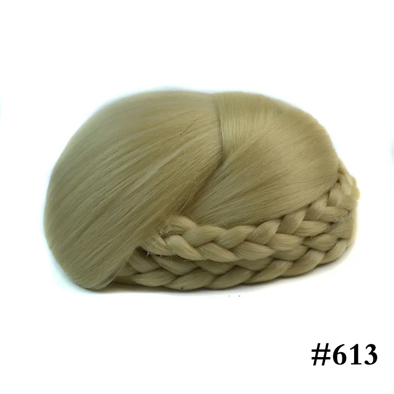 Jeedou синтетические волосы Updos плетеные шиньон многоярусные косы волосы булочка колодки черный цвет для элегантных невест женские шиньоны - Цвет: #613