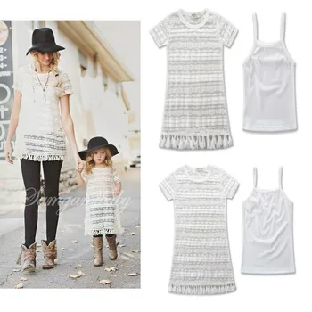 

Mother and Daughter Sets Spring and Summer Europe and America Lace Kids Fashion Baby Girls Dress Purity Family Clothing Outfits