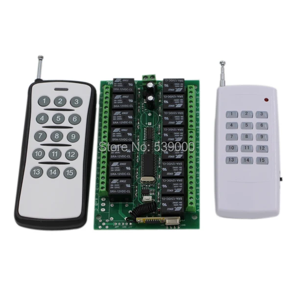 

DC12V RF Remote Control Switch System 15CH Channel 315Mhz Relay Wireless Receiver Transmitter