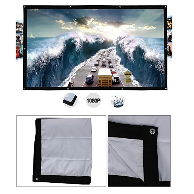 60 inch 169 Portable White Projector Screen High-definition Screen Projection Curtain Home Office Projection Screen (5)