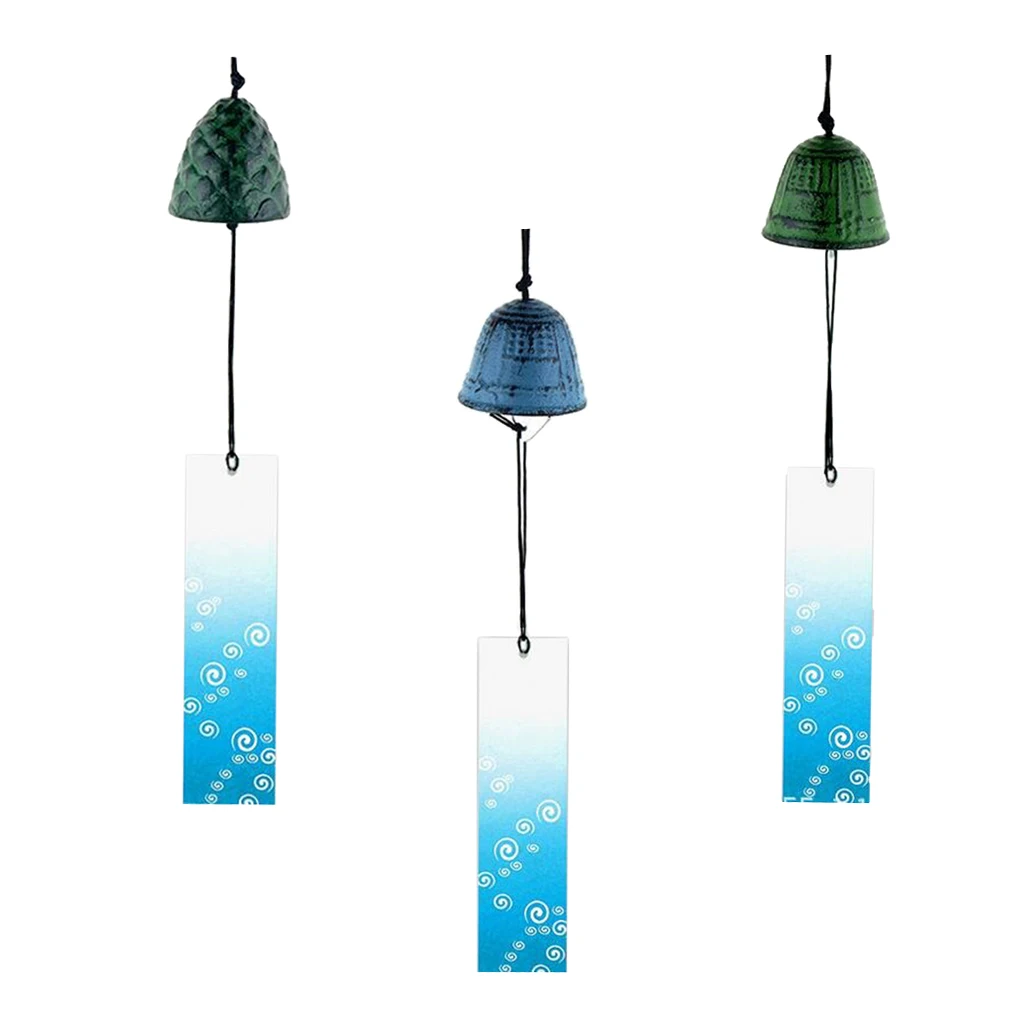 3pcs/set  Temple Bell Pendant Japanese Lucky Feng Shui Small Wind Chime Sound Clapper Home Garden Outdoor Decor Gift