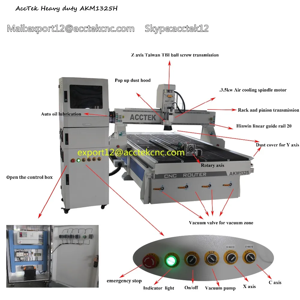  computer controlled wood router 4 axis cnc 4*8 feet vacuum table 1325 wood carving