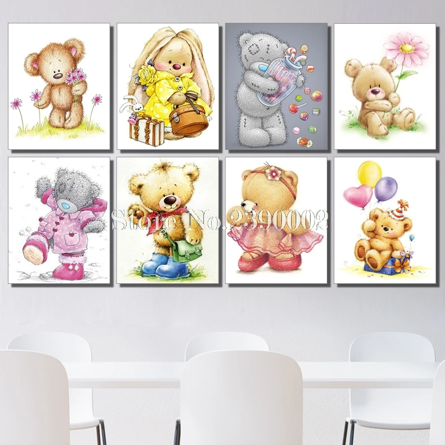 

Animals 5d Diy Diamond Embroidery Cartoon Bear Diamond Painting Cross Stitch Full Square Rhinestone Diamond Mosaic Child Gift