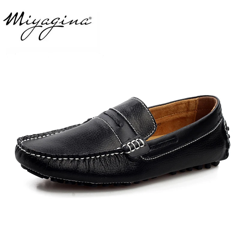 

MIYAGINA Men Shoes 100% Genuine Cowhide Leather Flats Spring Summer Casual Men Loafers Comfort Male Moccasins Driving Shoes