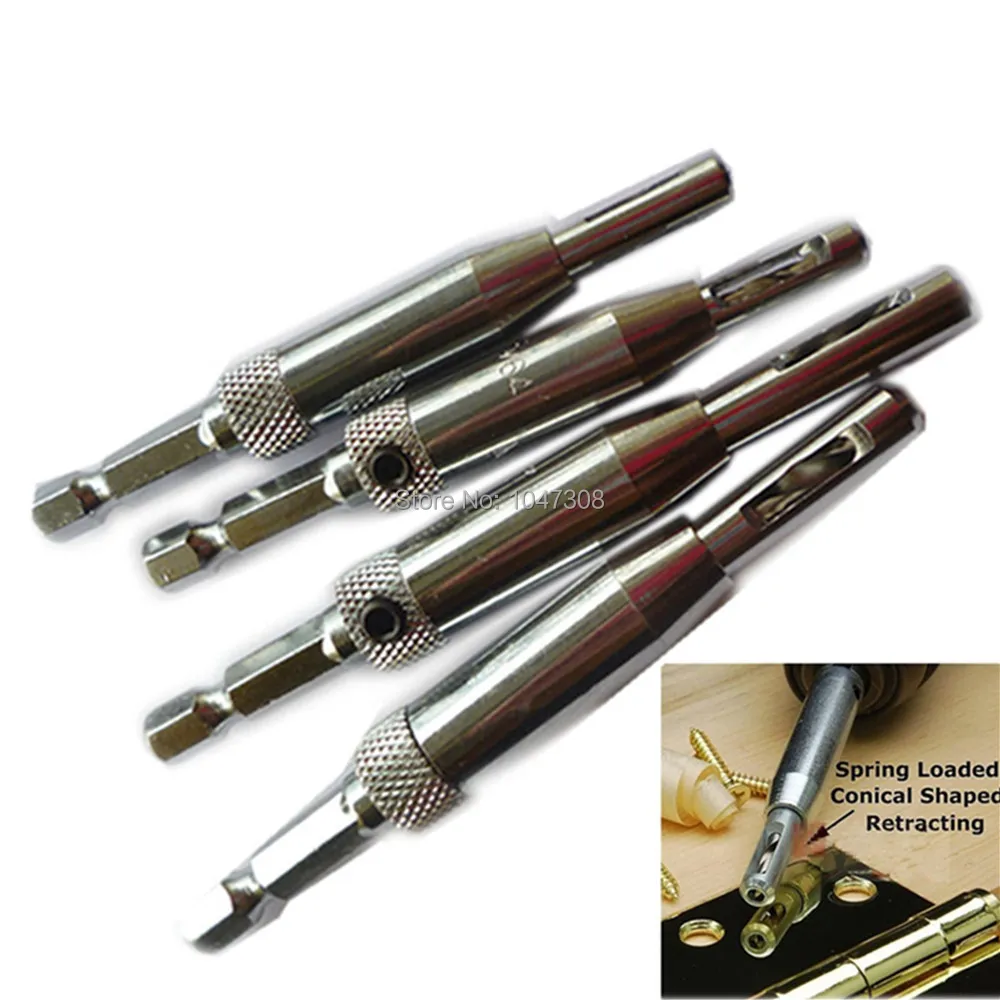 

4pcs Self Centering Hinge Hardware Drill Bit Set 5/64" 7/64" 9/64" 11/64" Hss Door Cabinet Hinge Drilling Pilot Hole Drill Bits